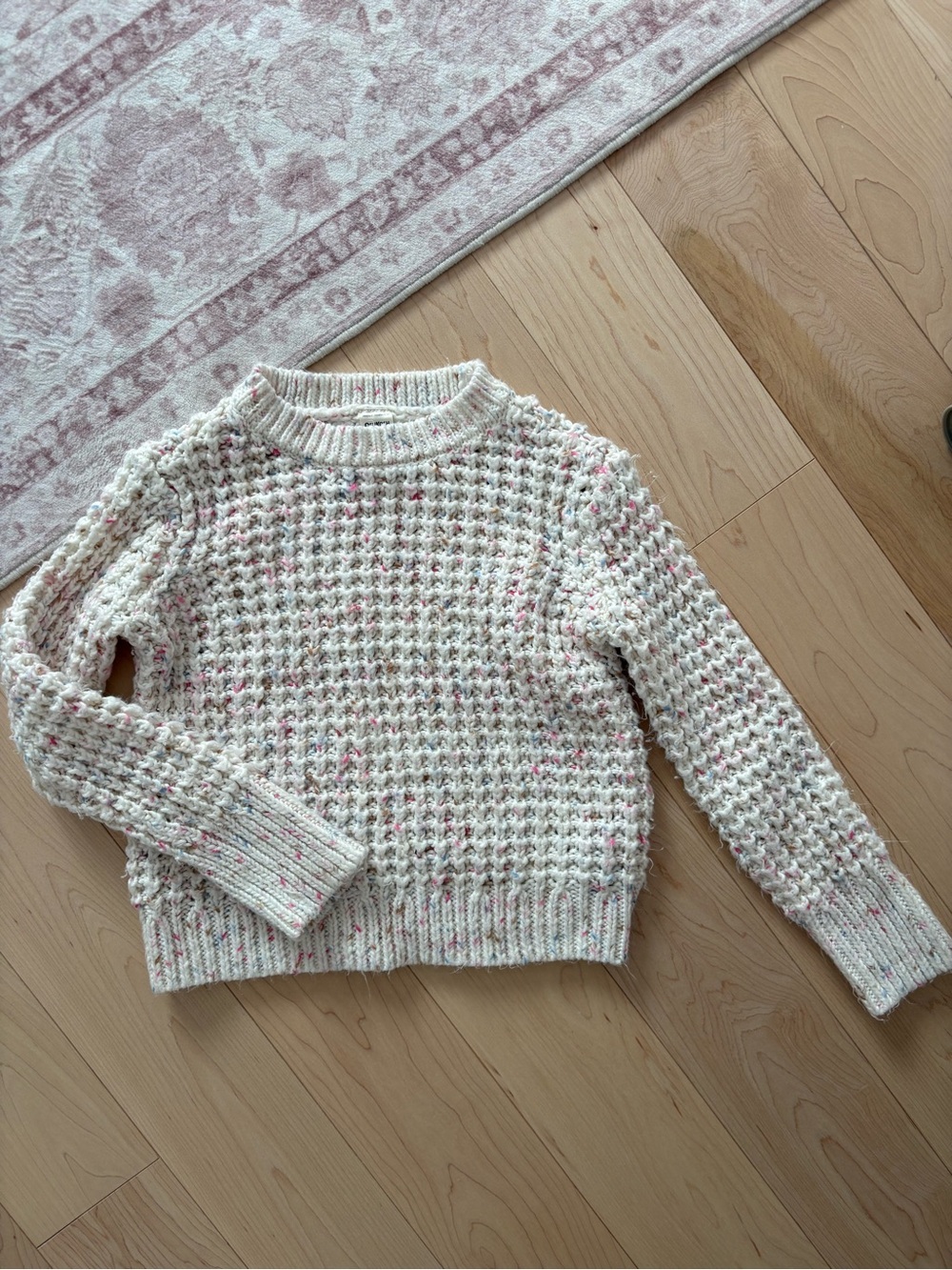 OshKosh B'gosh Cream Knit Crewneck Sweater with Pink Speckles